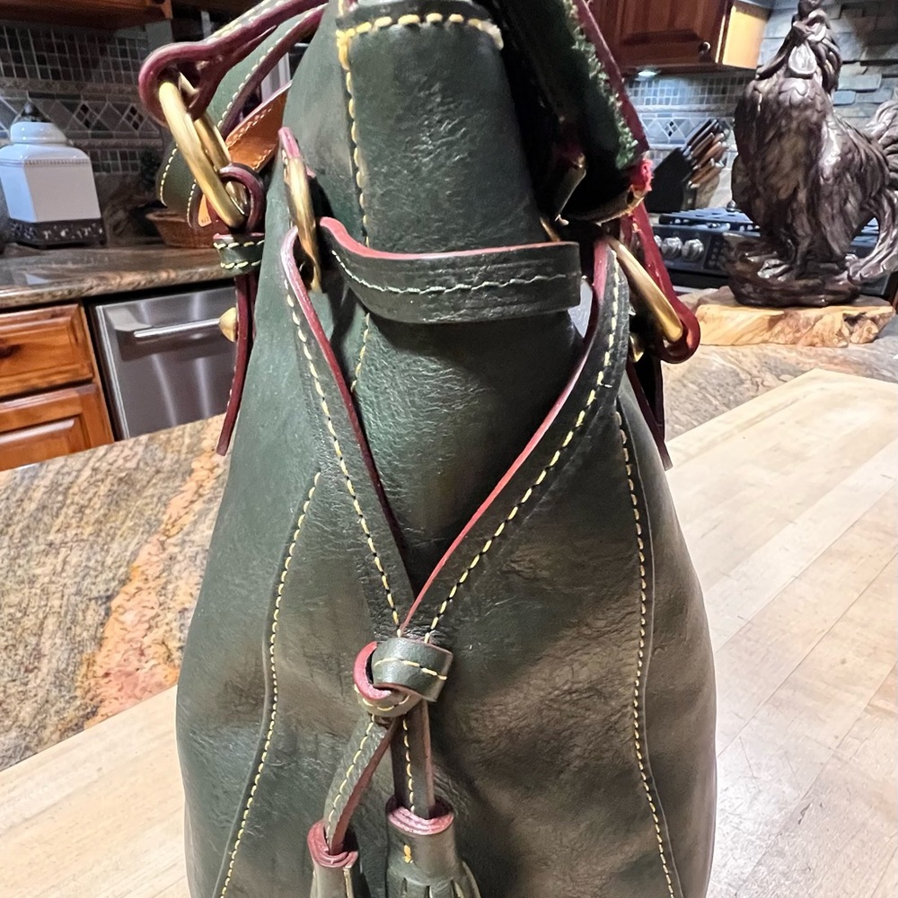 Dooney and Bourke Large Flap Pocket Shoulder Tote Satchel Beautiful Dark Green - Picture 4 of 11